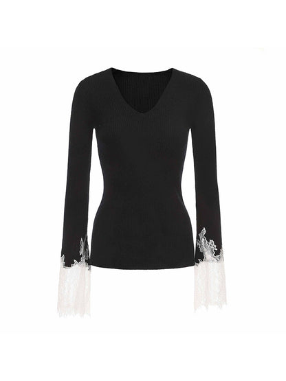 ATELIER MISS LU lace-panelled cashmere and wool-blend top - GLORY.