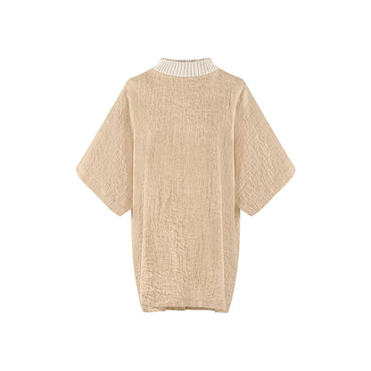 TUYUE One-piece Cut Knit Collar Loose Short Sleeve T-Shirt - BEVERLY.
