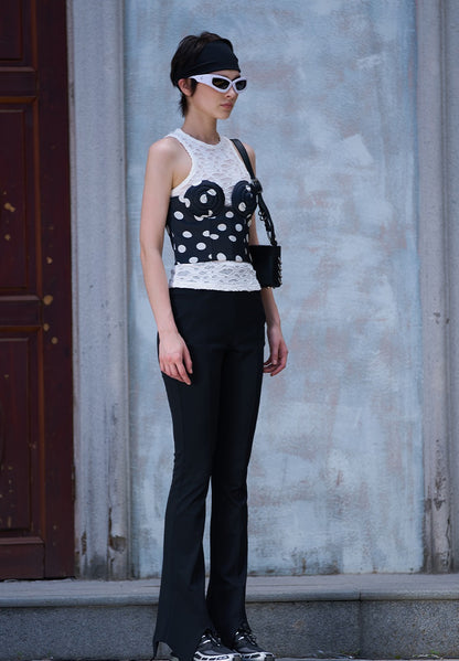 ANNAKIKI Niche Designer Black Star-Shaped Bootcut  Casual Pants-HINATA