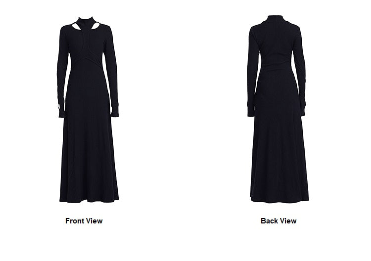 TINYIN slim swing maxi knit dress with cut-out stitching -KOKO