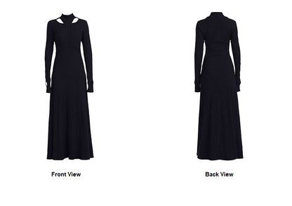 TINYIN slim swing maxi knit dress with cut-out stitching -KOKO