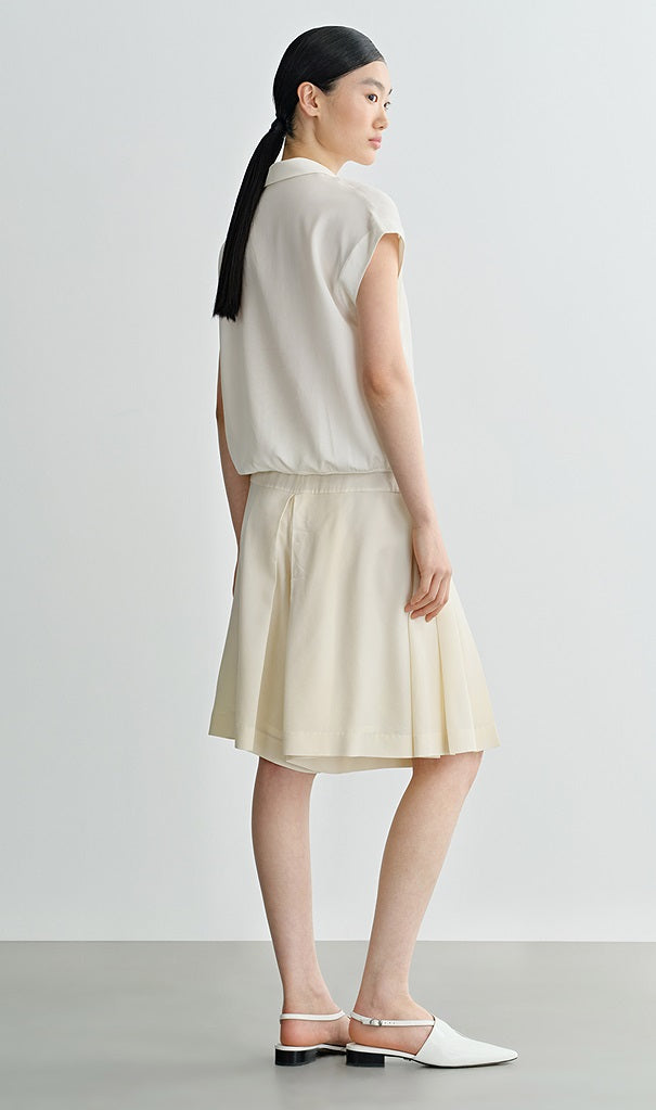 COMME MOI commuter lapel mulberry silk small capped sleeve top - MAP.