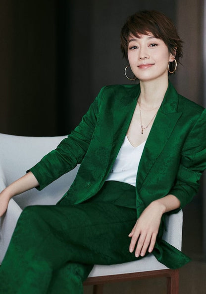 COMME MOI Lv Yan Designer Spring Women's Double-Breasted Suit &Suspender - AUTUMN.