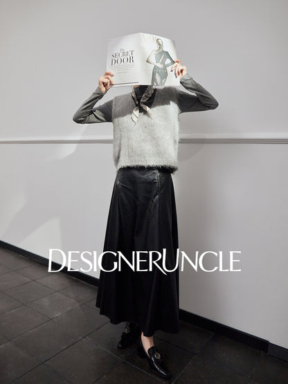 DGU "Qi Mist" light gray plush outer wear versatile commuter slimming top - HIGG.