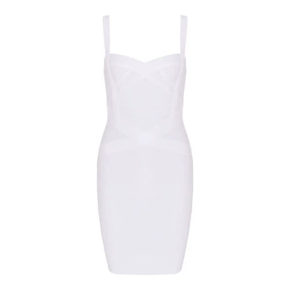 DOLLY Elegant V-Neck Sleeveless High Waist Knitted Midi Suspender Dress-PUNA