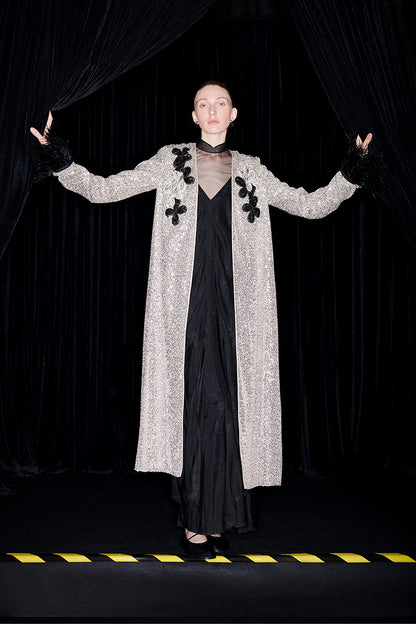 M essential Mackay designer shimmers pavé embroidered coat   - mother.