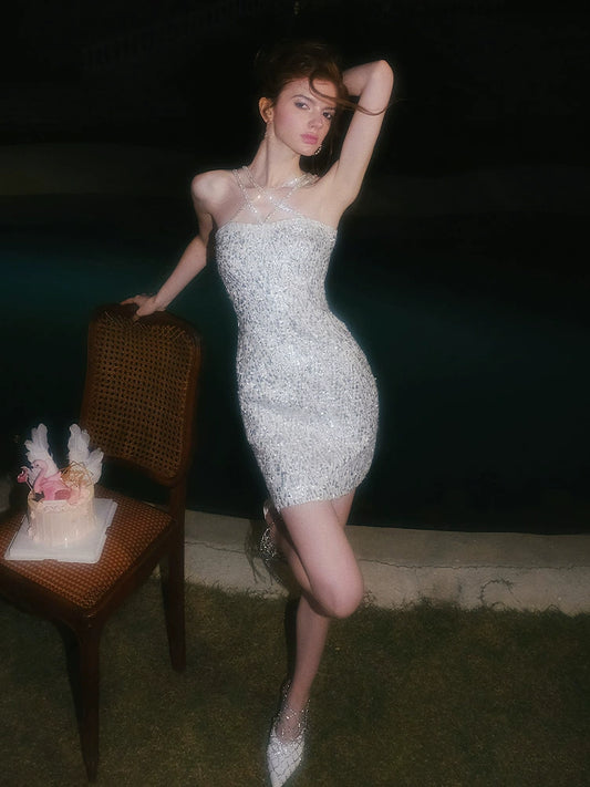 Wardrobes by Chen Luxury Sliver Gray Sleeveless Banquet Dress-Pride