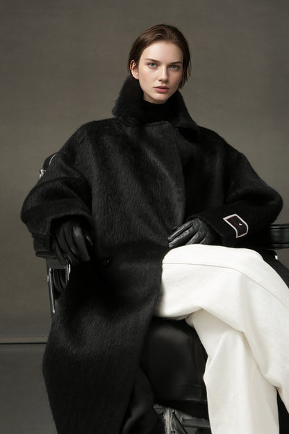 PIAOIN Luxury Peruvian Suli Alpaca Coat Women's Cocoon Double-sided Fur Coat -OMAN