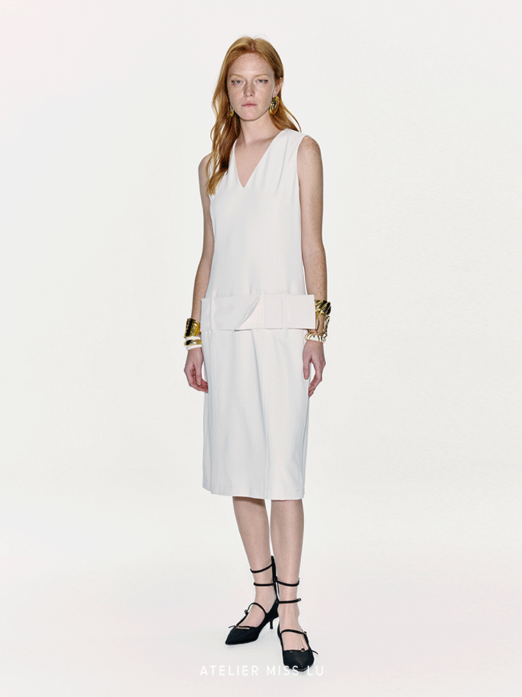 ATELIER MISS LU Ribbon Wide Waist-cinching Sleeveless Dress - BRIAN.
