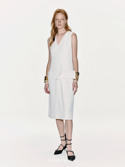 ATELIER MISS LU Ribbon Wide Waist-cinching Sleeveless Dress - BRIAN.