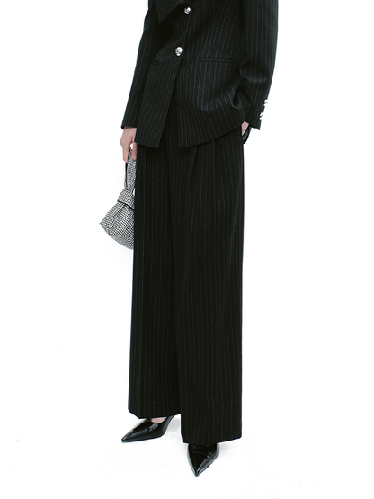 YES BY YESIR  striped denim spliced wide pants - VESSEL.