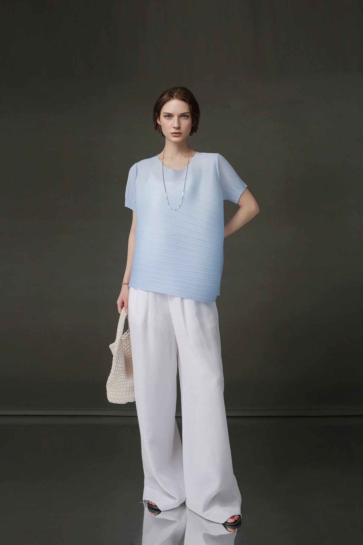 PIAOIN Miyake style simple premium pleated design T-shirt  -CECILLIA