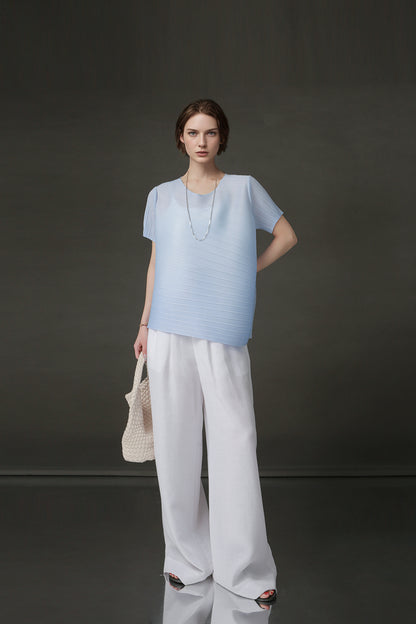 PIAOIN Miyake style simple premium pleated design T-shirt  -CECILLIA