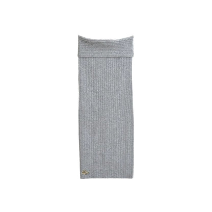 Le Palais Vintage Autumn/Winter Gray Wool Knit Wrap Long Skirt-FERA