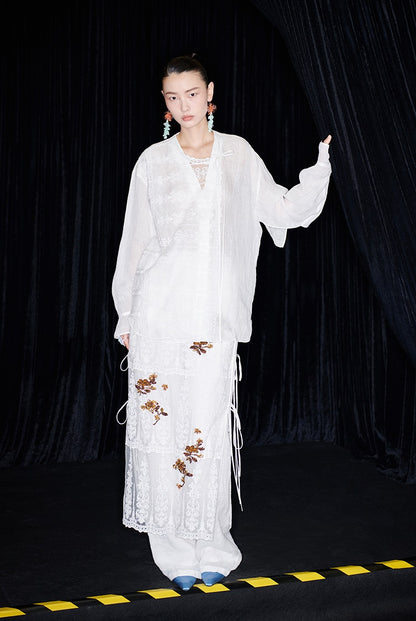 M essential Mackay designer Zen One Linen layered lace-up top - ANTSY.