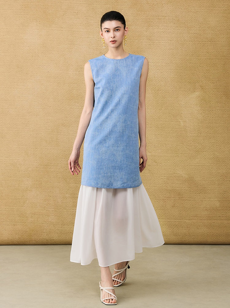 HECO Chinese women's summer  diamond blended linen vest dress - SWET.