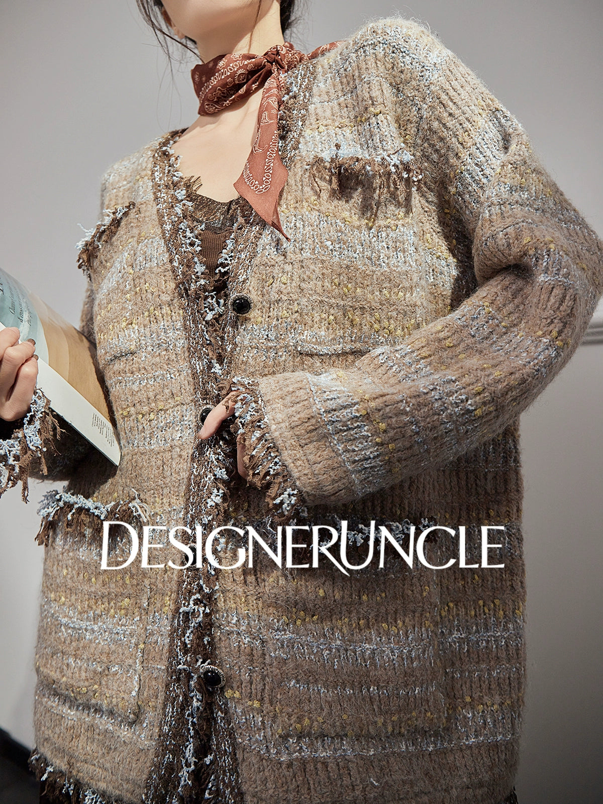 DGU "Twilight" black cardigan lazy style French retro versatile slimming top - DARCY.