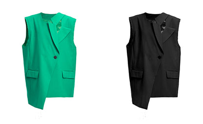 TINY IN misaligned collar silhouette midi vest women's suit -DODO