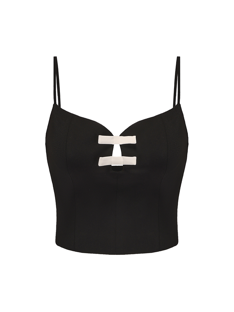 ATELIER MISS LU Spring And Summer Contrast Line Ribbon Top - NOBLE.