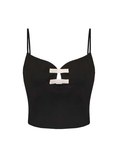 ATELIER MISS LU Spring And Summer Contrast Line Ribbon Top - NOBLE.