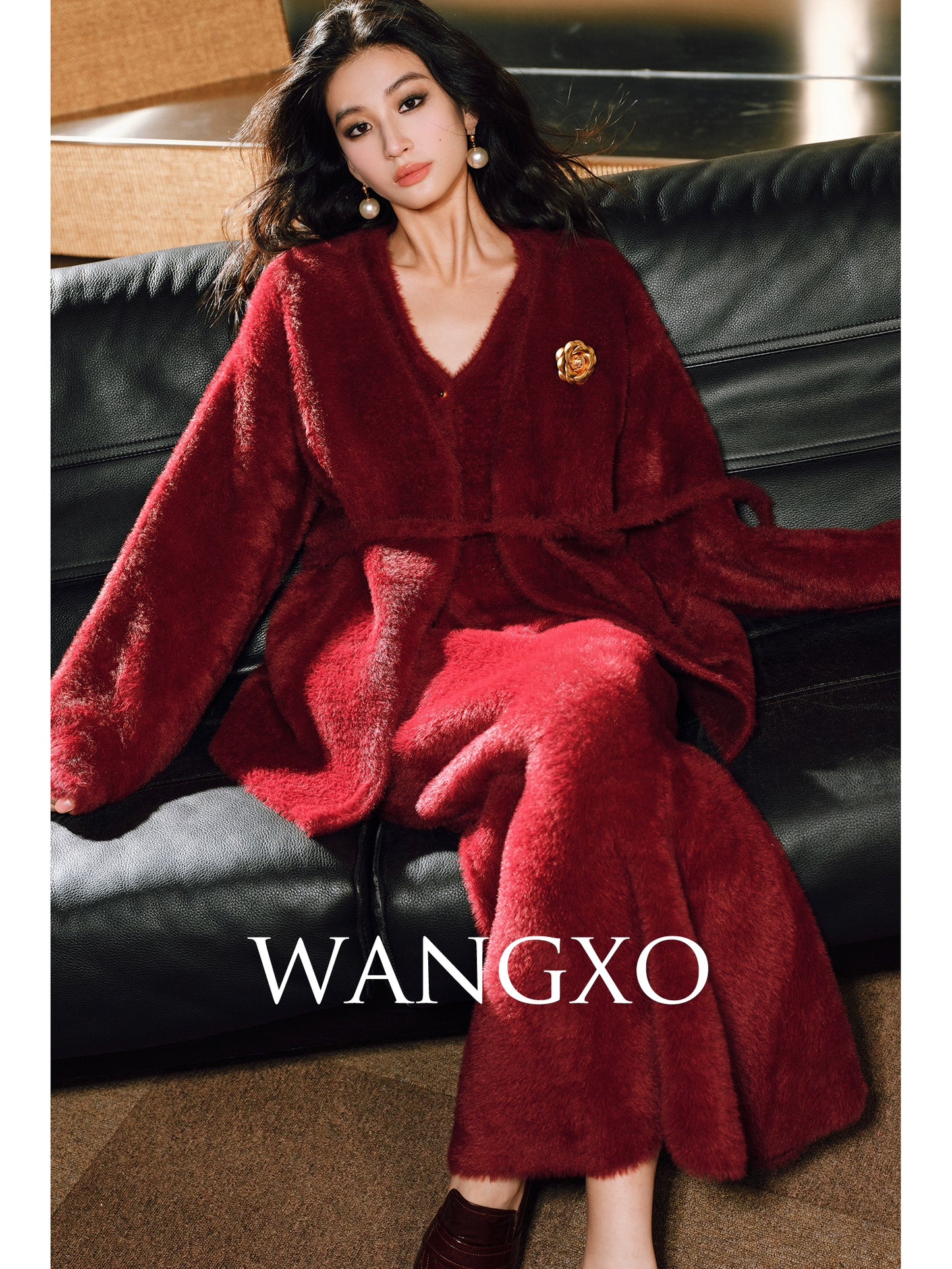 WANGXO | Ultimate Fluffy Mink Hair Texture  Lazy Soft Cardigan, Matching Vest & Elegant Fishtail Skirt Set-  KIMI ?