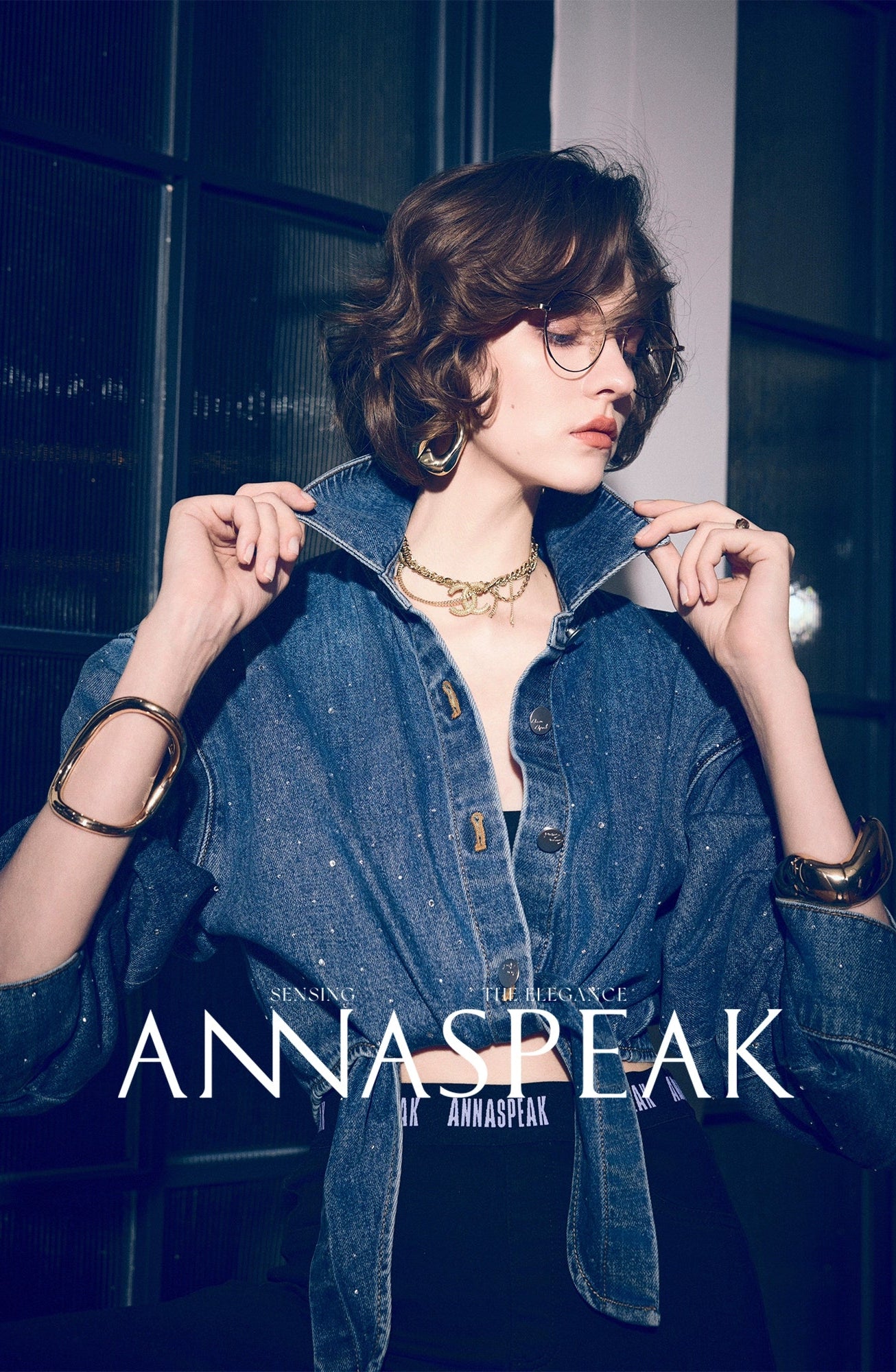 ANNASPEAK tied short cropped denim Jacket-SOTE.