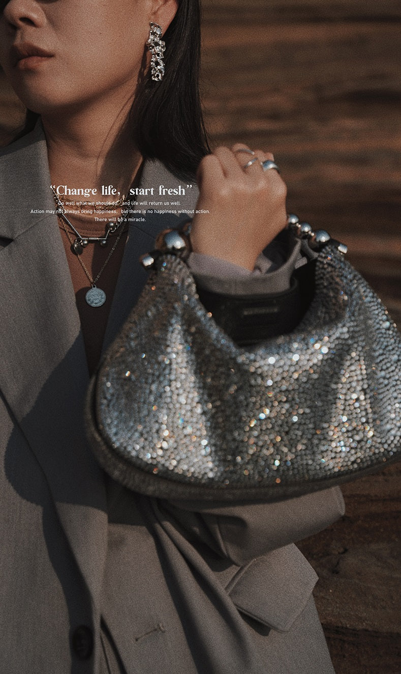 IUBALLET Beaded Chain Hobo Bag - POWER.