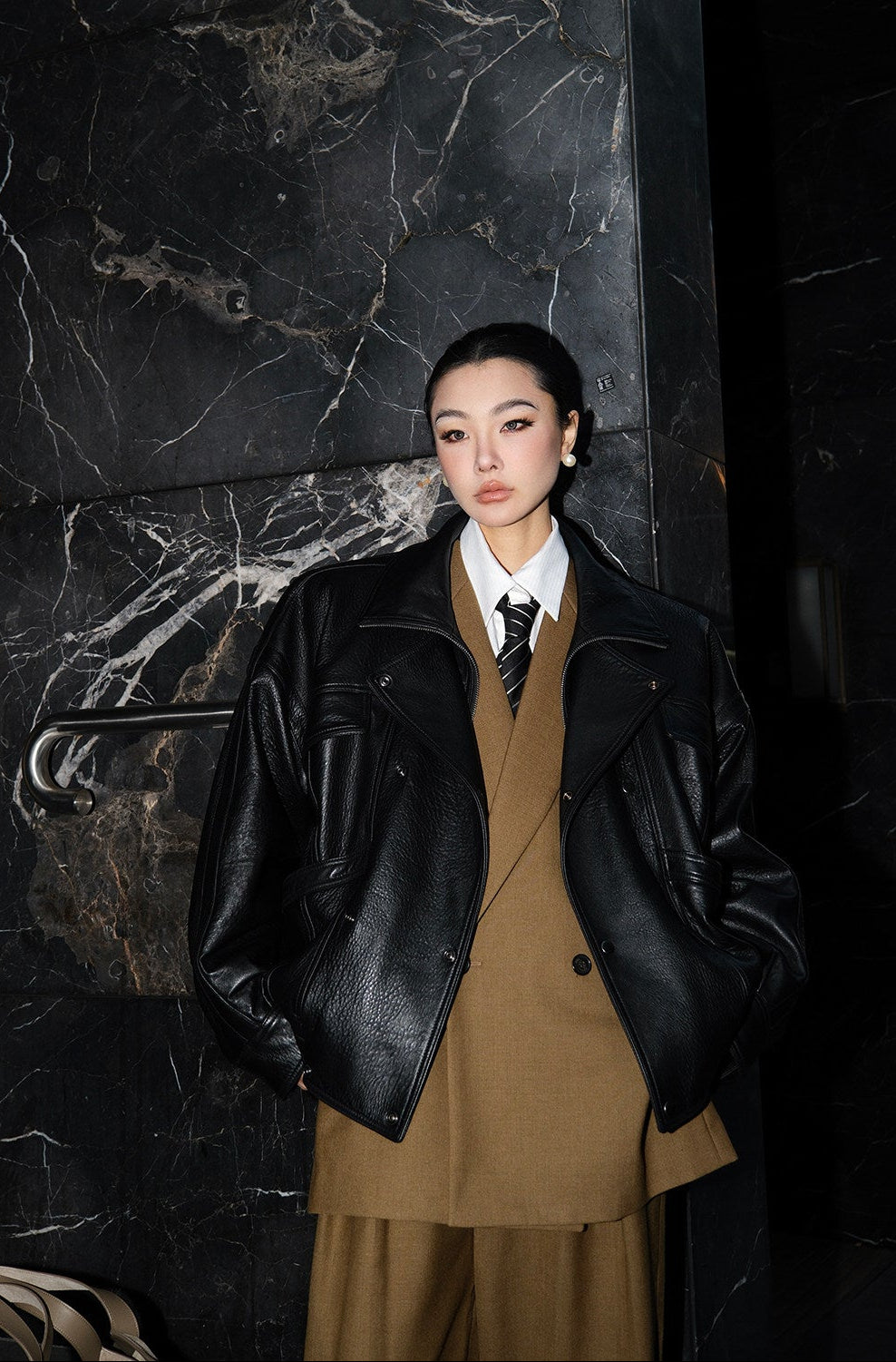 MEI SANGUAN Poplar Forest Sheepskin Leather Jacket - LINNEA