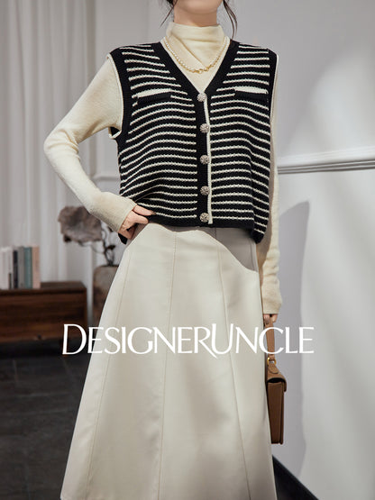 DGU| Striped knitted pullover vest small fragrance light luxury vintage design jacket - Kyle.
