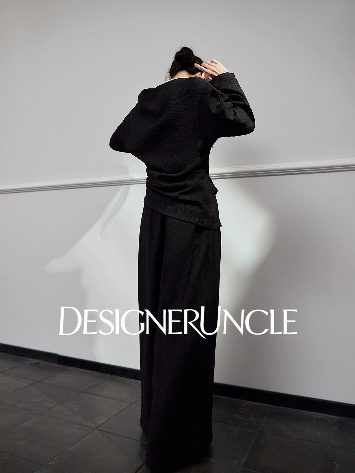 DGU "Night Chanting" black knitted suit women's loose slimming high-end foreign style - COMU.