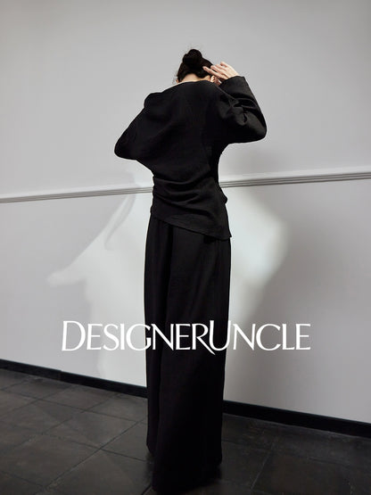 DGU "Night Chanting" black knitted suit women's loose slimming high-end foreign style - COMU.