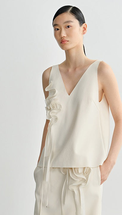 COMME MOI summer women's short flower V-neck vest - MAEVE.