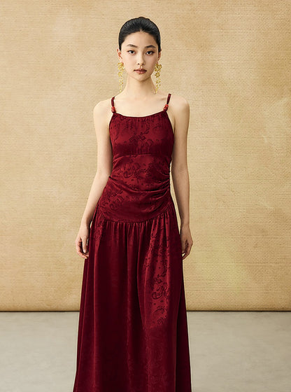 HECO Chinese Jacquard Halterneck Slip Dress  - KNO .