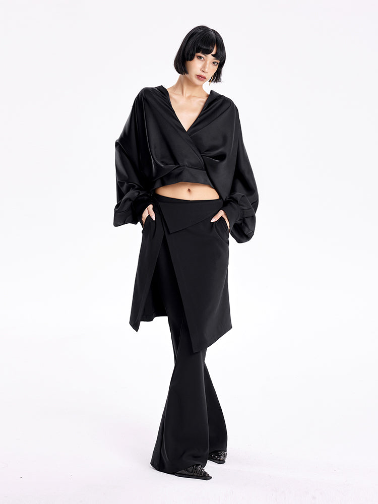 TINY IN v-neck dolman sleeve satin casual top -GAG