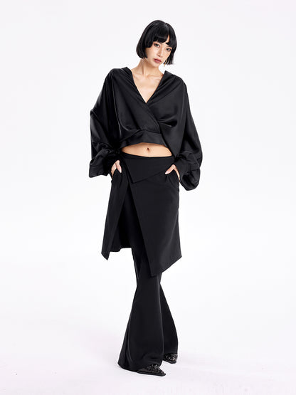 TINY IN v-neck dolman sleeve satin casual top -GAG