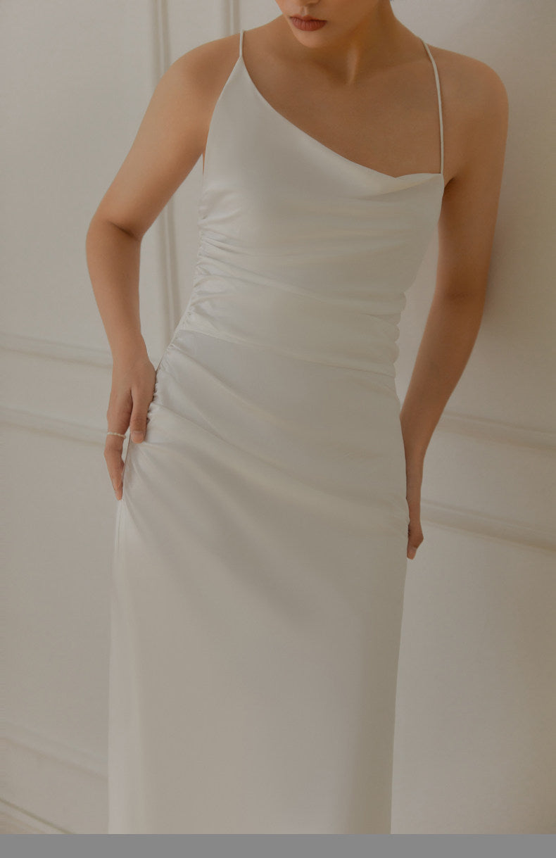 GOUDIN women's white suspender evening dresses-LON.