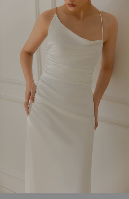 GOUDIN women's white suspender evening dresses-LON.