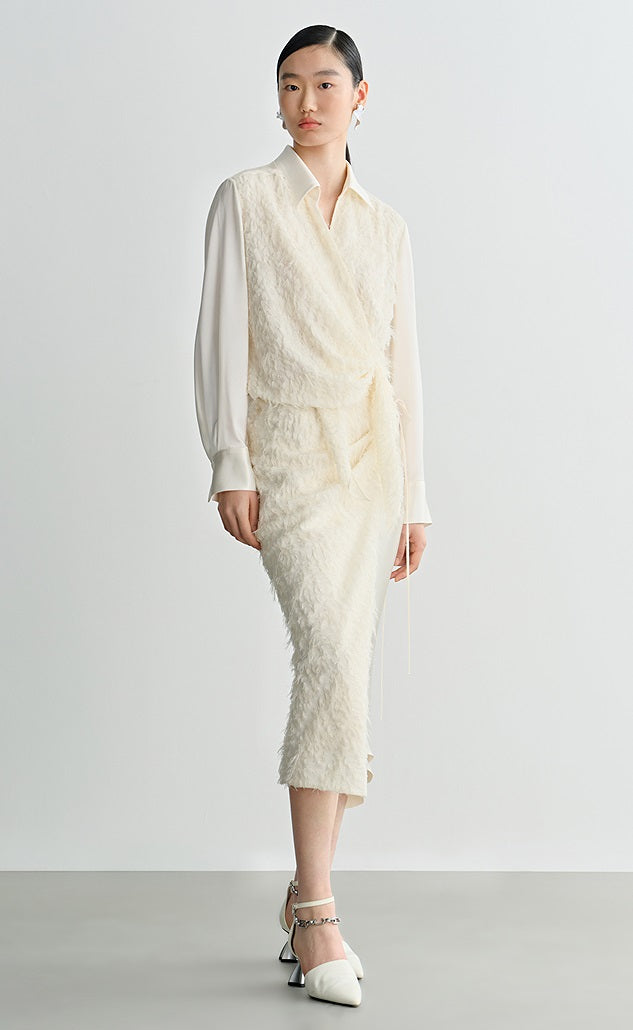 COMME MOI Lv Yan designer summer new women's satin panel asymmetrical straight skirt - MESSIAH.