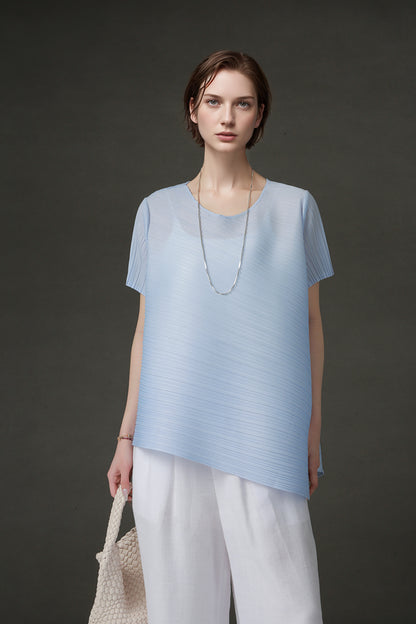 PIAOIN Miyake style simple premium pleated design T-shirt  -CECILLIA