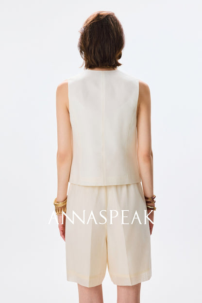 ANNASPEAK  mulberry silk cool silk haute couture upright suit vest set-ANCHOR.