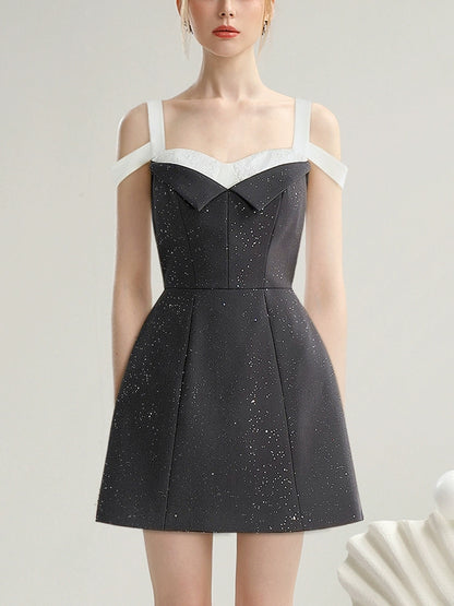 CHECOCRE Elegant Waist Slim Short Black Dress - TRACK