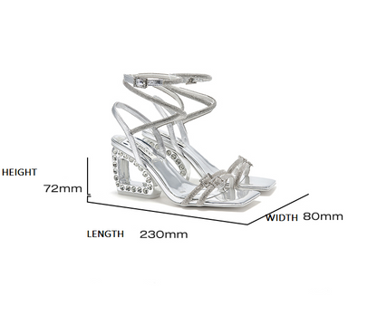 SHOESZOOO Slotted Strappy Open Toe Sandals Leather Block Heel  - DESTINY.