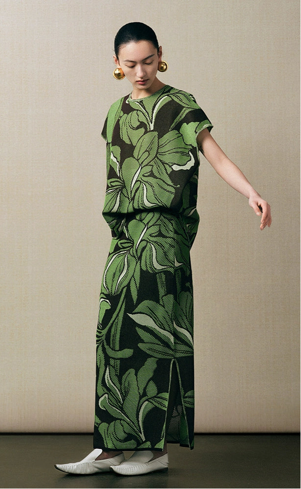 ZHUCHONGYUN jacquard long knitted skirt - URAMESHI.