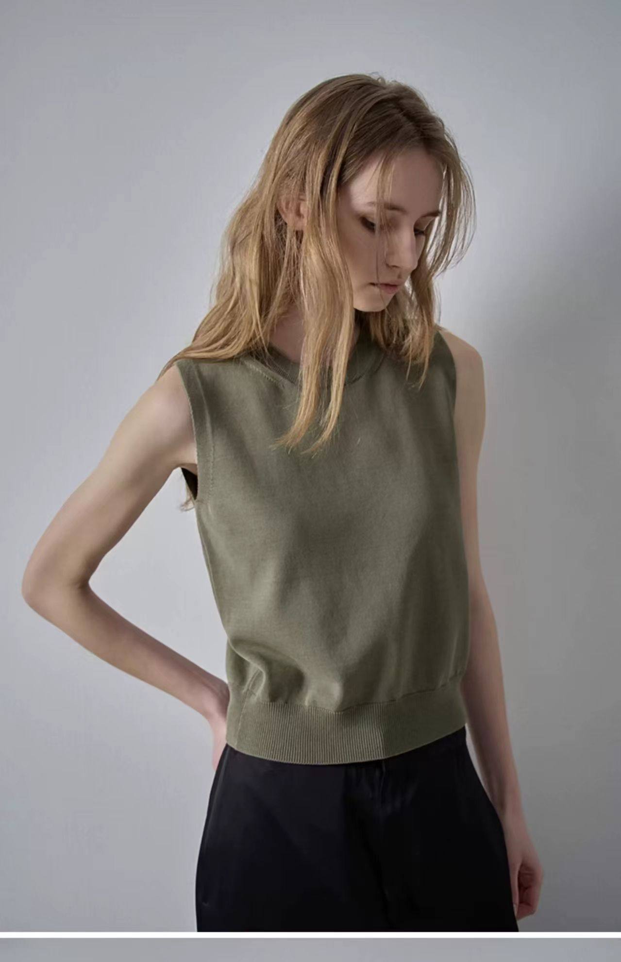Nothing Written Vest Women's Slim Knitted Sleeveless Suspenders-LUCY.