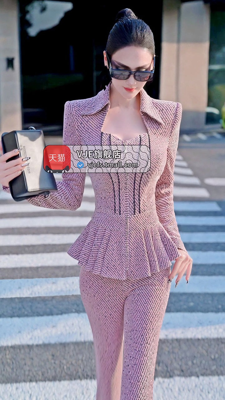 VJE OL Top High-Waisted Micro Flared Pants Two-Piece Set-DANA.