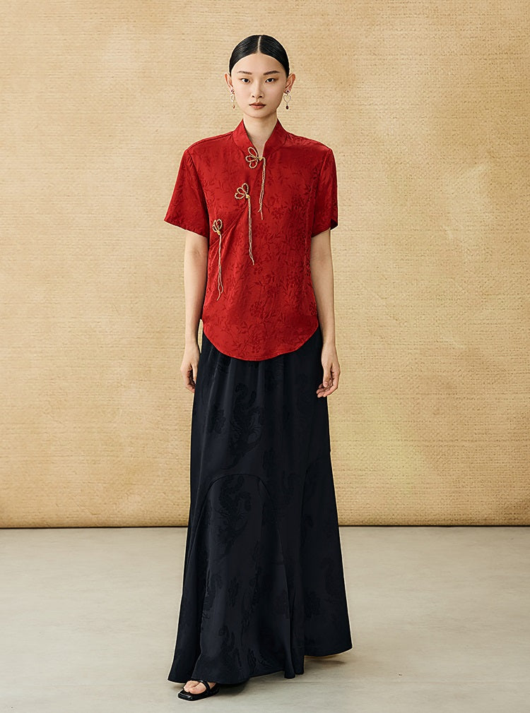 HECO Chinese Handmade Beaded Embroidery Buckle T-Shirt  - MATES .