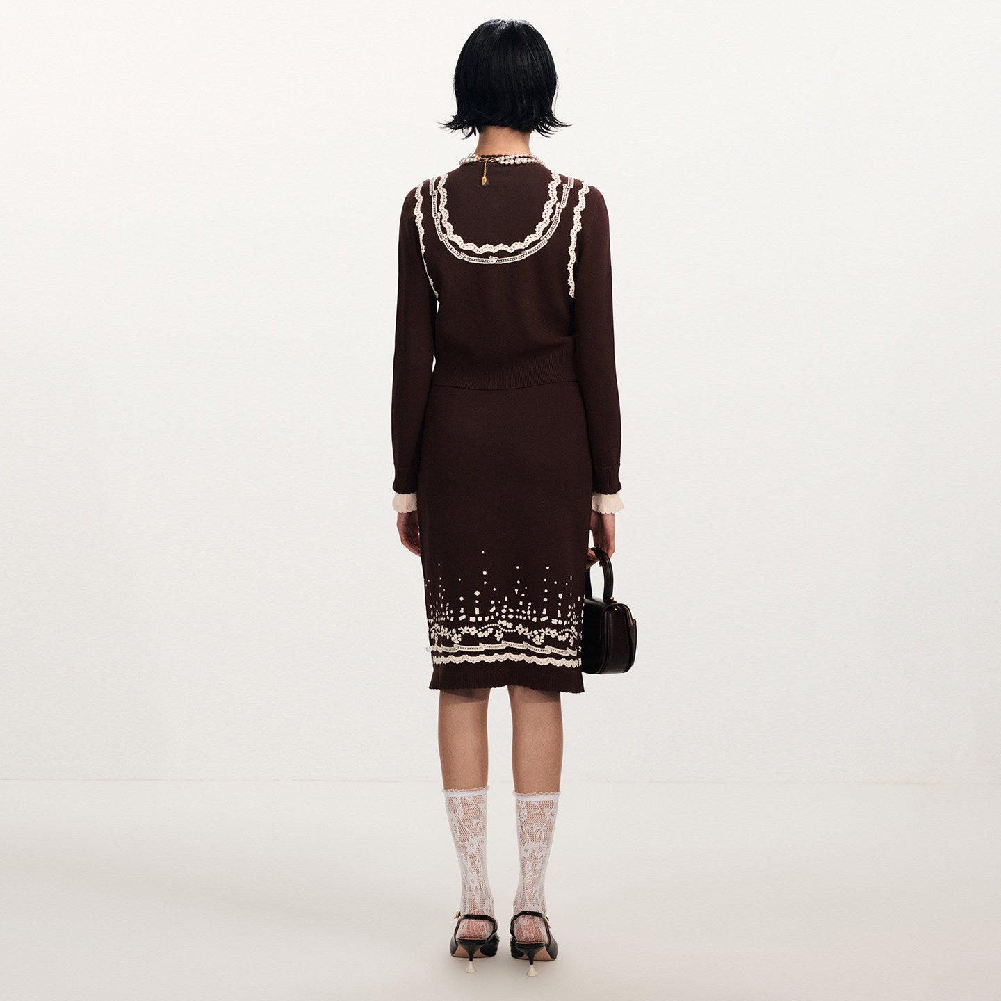 FAME double-layer suspender three-dimensional jacquard knitted slim slip dress - BRIAN.