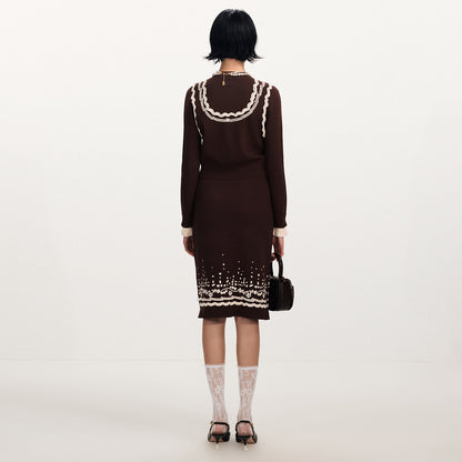 FAME double-layer suspender three-dimensional jacquard knitted slim slip dress - BRIAN.