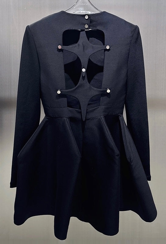 ANNAKIKI Silk Wool 3D Three-dimensional Hem Short Dress-ALUCARD.