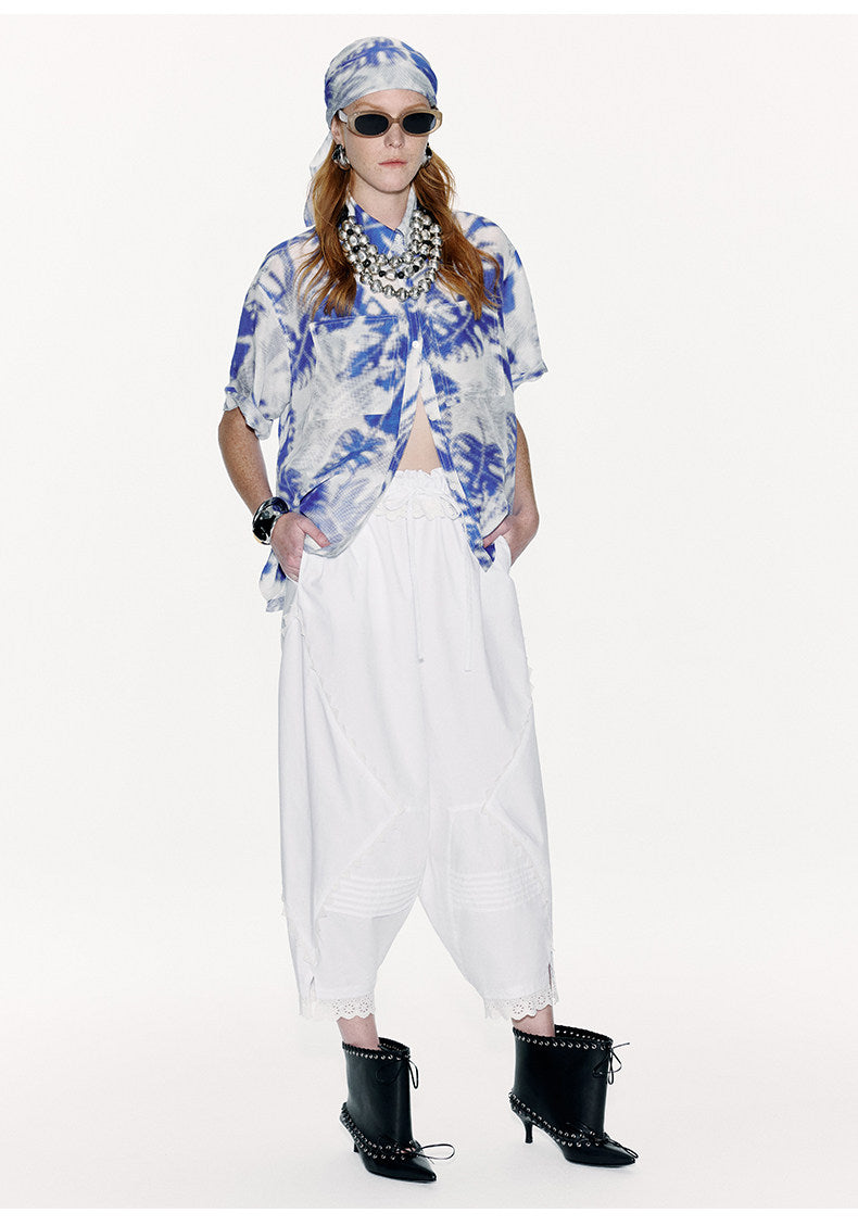 ATELIER MISS LU Printed Mulberry Silk And Linen-blend Top - LEVIIN.